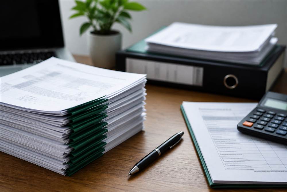 Workpapers and desk at Gupta Karan & Co